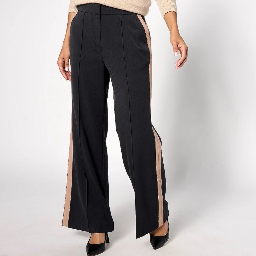 Elegant Black and Tan Wide Leg Women's Pants